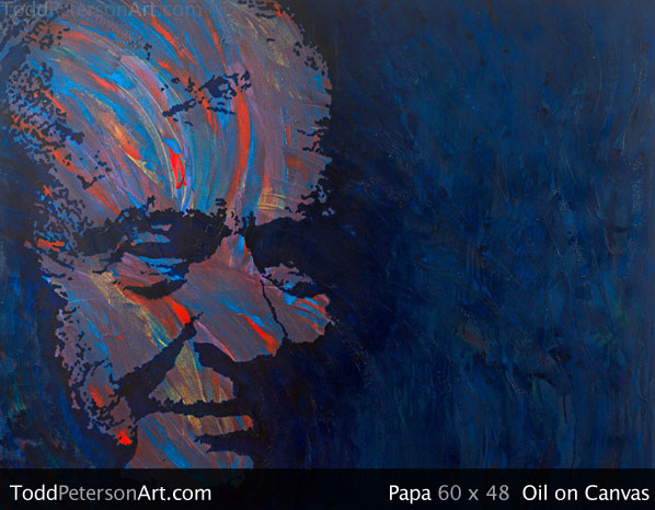 papa oil on canvas painting from Todd Peterson's Passion Collection